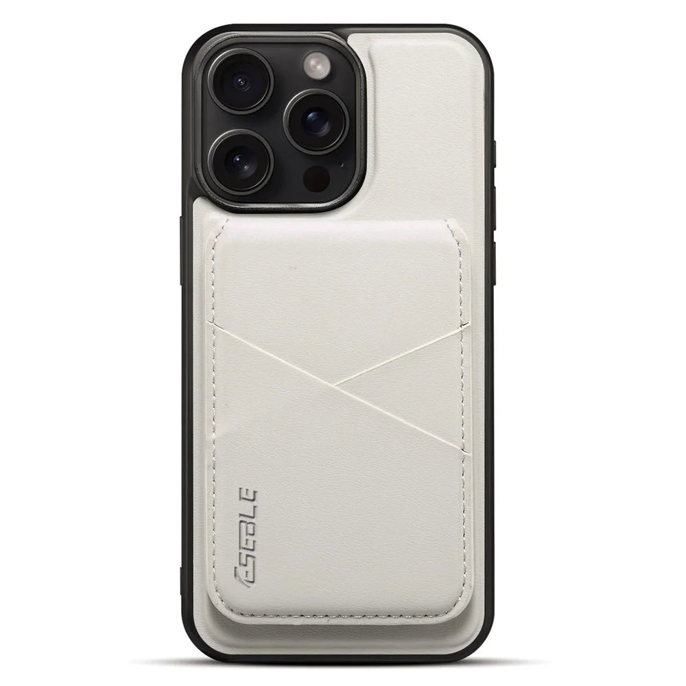 ESEBLE E3 For iPhone 14 Pro Magnetic Case with Detachable Card Holder Leather + TPU RFID Blocking Phone Cover - White - 2