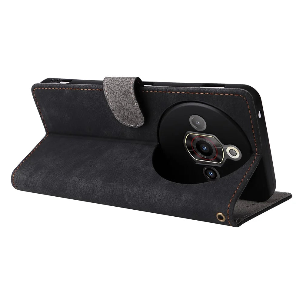 For ZTE nubia Focus Pro Wallet Case RFID Blocking PU Leather Cover Stand View - Black - 4