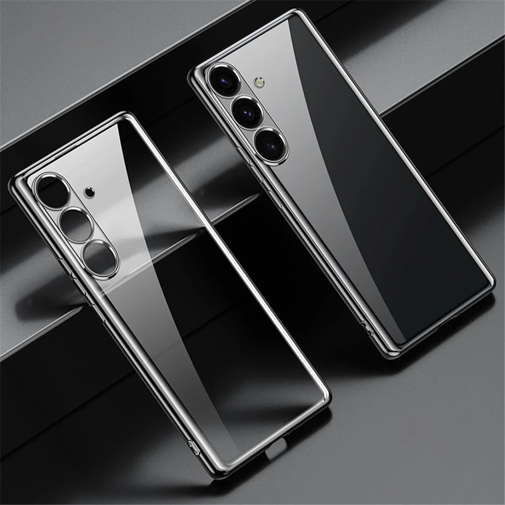 SULADA For Samsung Galaxy S25 Case Ultra Thin Electroplated TPU Clear Phone Cover - Black - 1