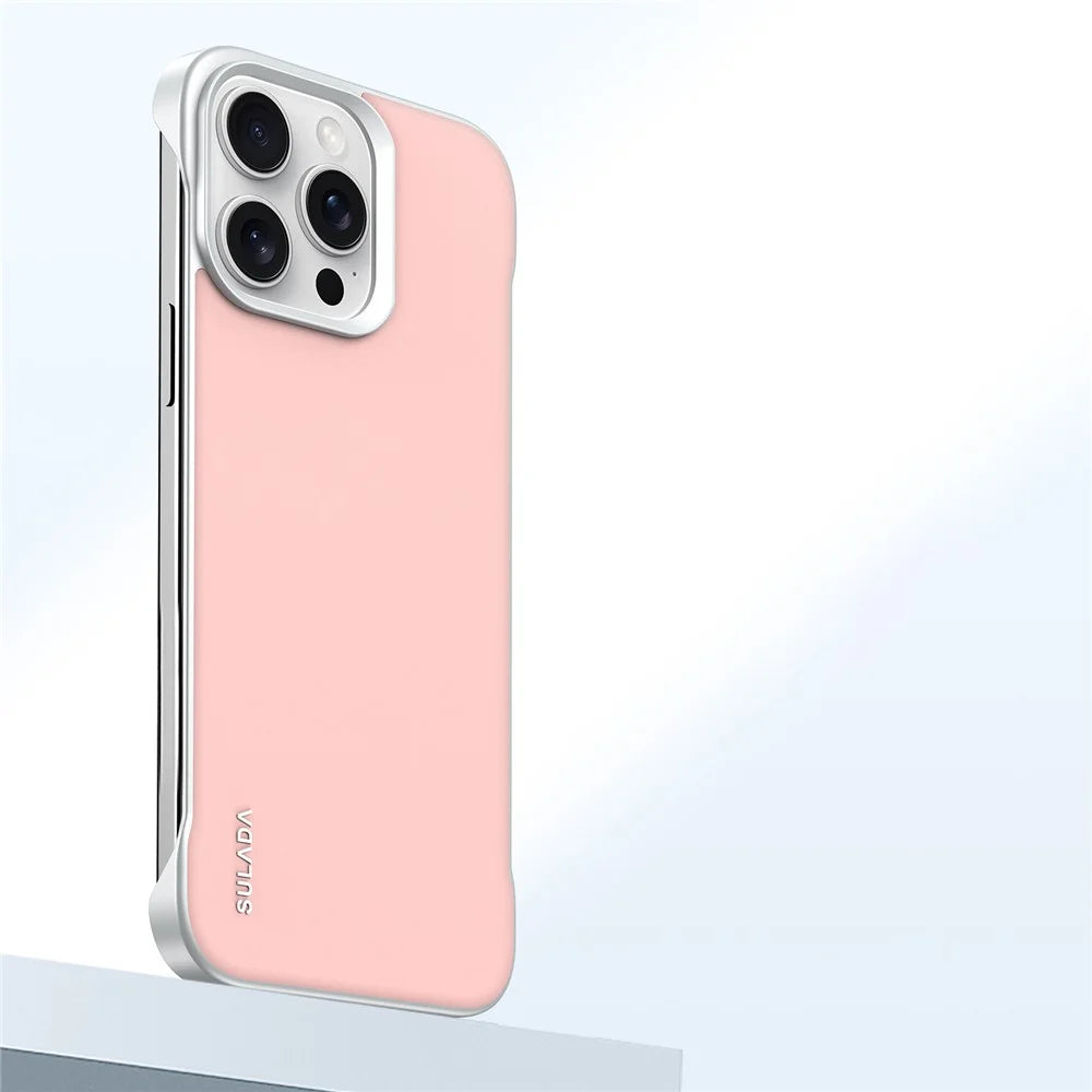 SULADA For iPhone 15 Pro Case Frameless PU + PC Back Phone Cover - Pink - 1
