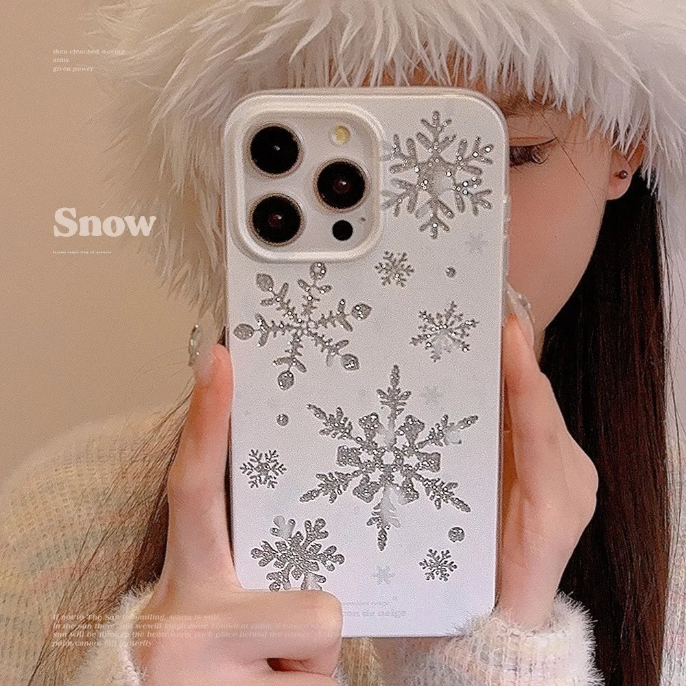 For iPhone 14 Pro Max Case Glitter Snowflake Pattern TPU Phone Cover - 2