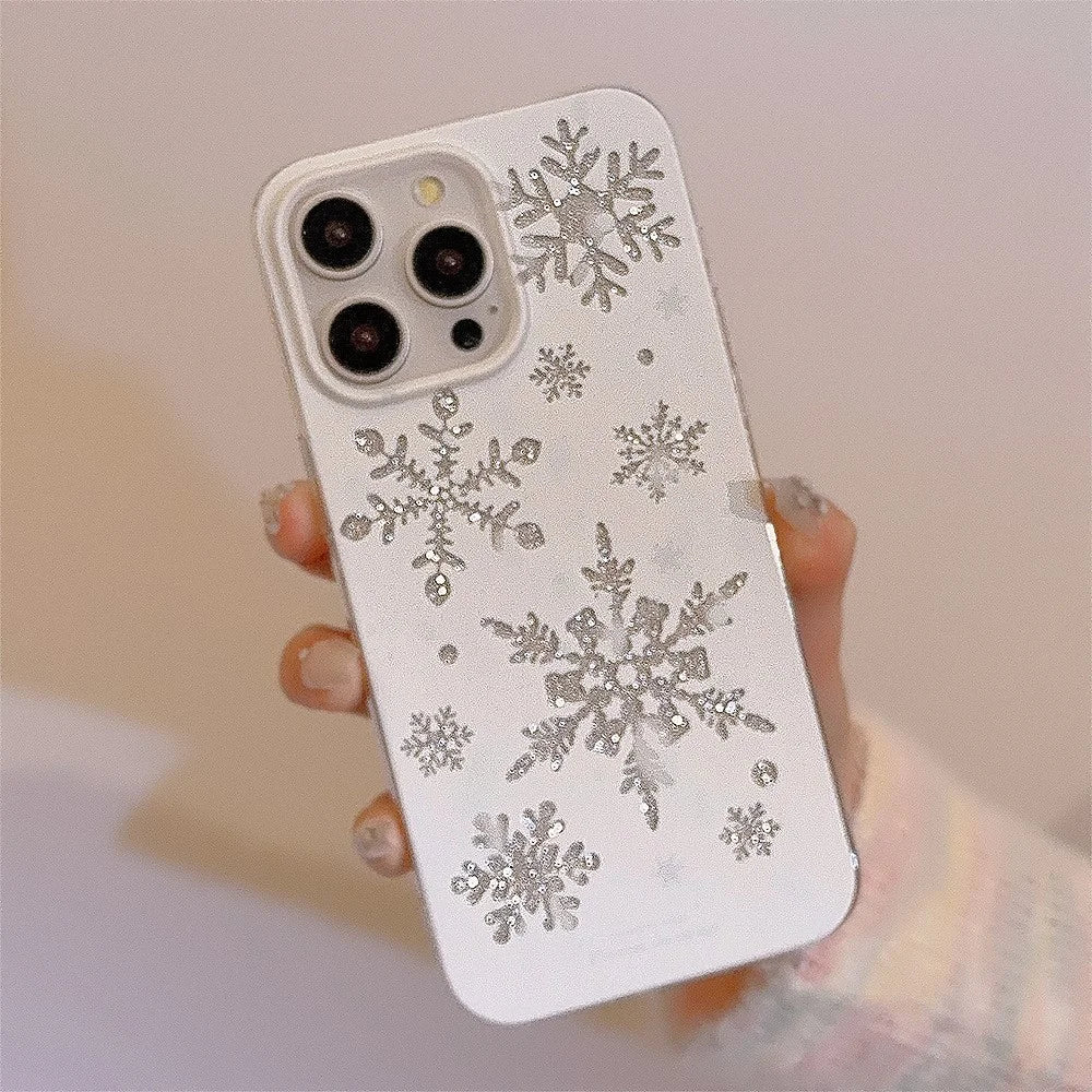 For iPhone 14 Pro Case Glitter Snowflake Pattern TPU Phone Cover - 5