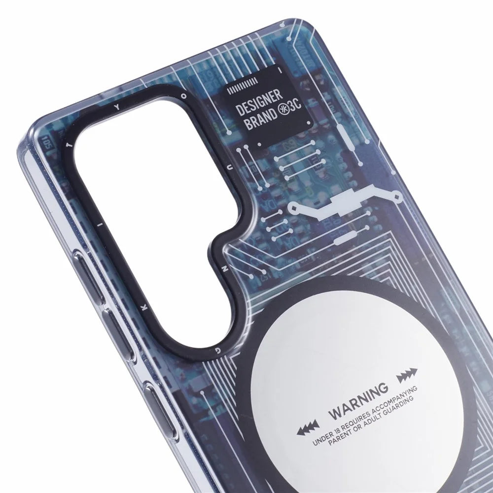 YOUNGKIT For Samsung Galaxy S25 Ultra Magnetic Case IMD Circuit Board PC TPU Phone Cover Matte Finish - Grey - 6