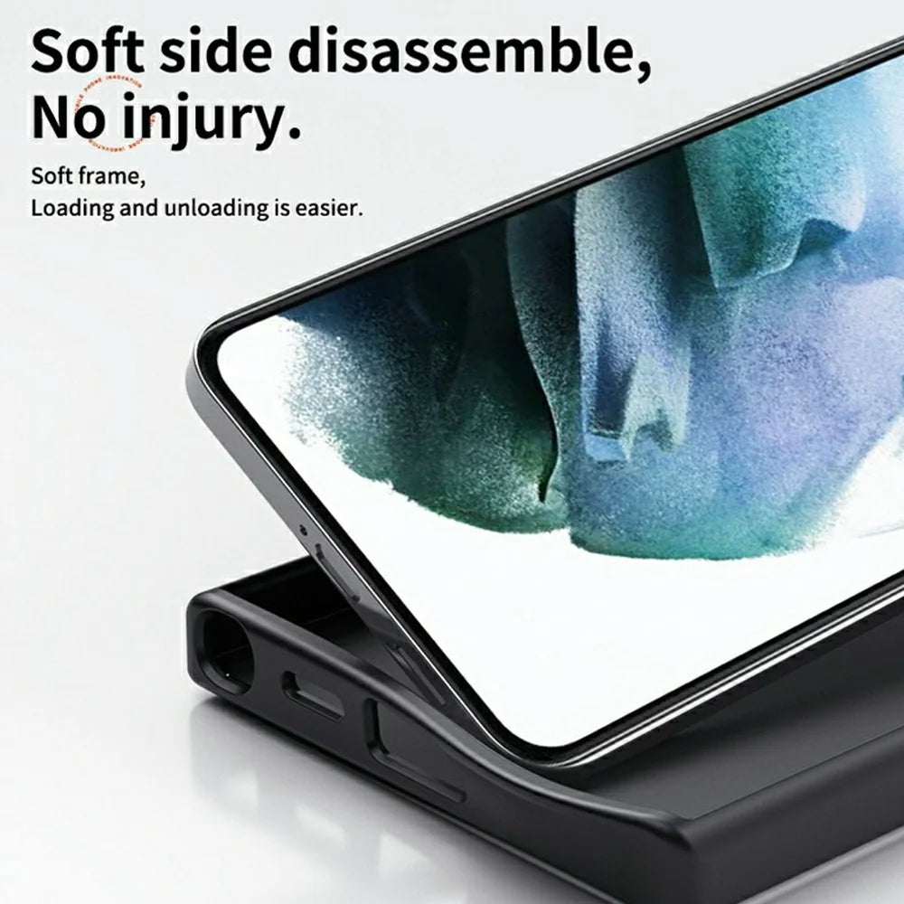 For Samsung Galaxy S25 Magnetic Case PC + TPU Phone Cover Ring Holder Carbon Fiber Texture - Black - 5