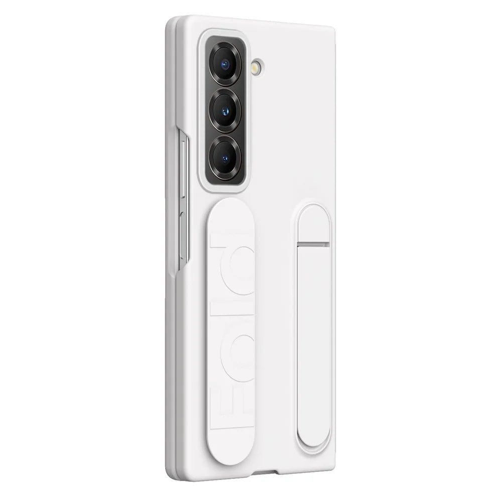 Kickstand Wristband Phone Case for Samsung Galaxy Z Fold Special PC Silicone Mobile Cover - White - 2