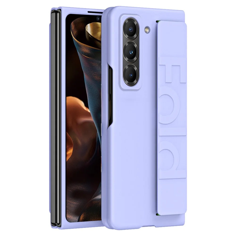 Wristband Phone Case for Samsung Galaxy Z Fold Special Rubberized Hard PC Mobile Cover - Purple - 1