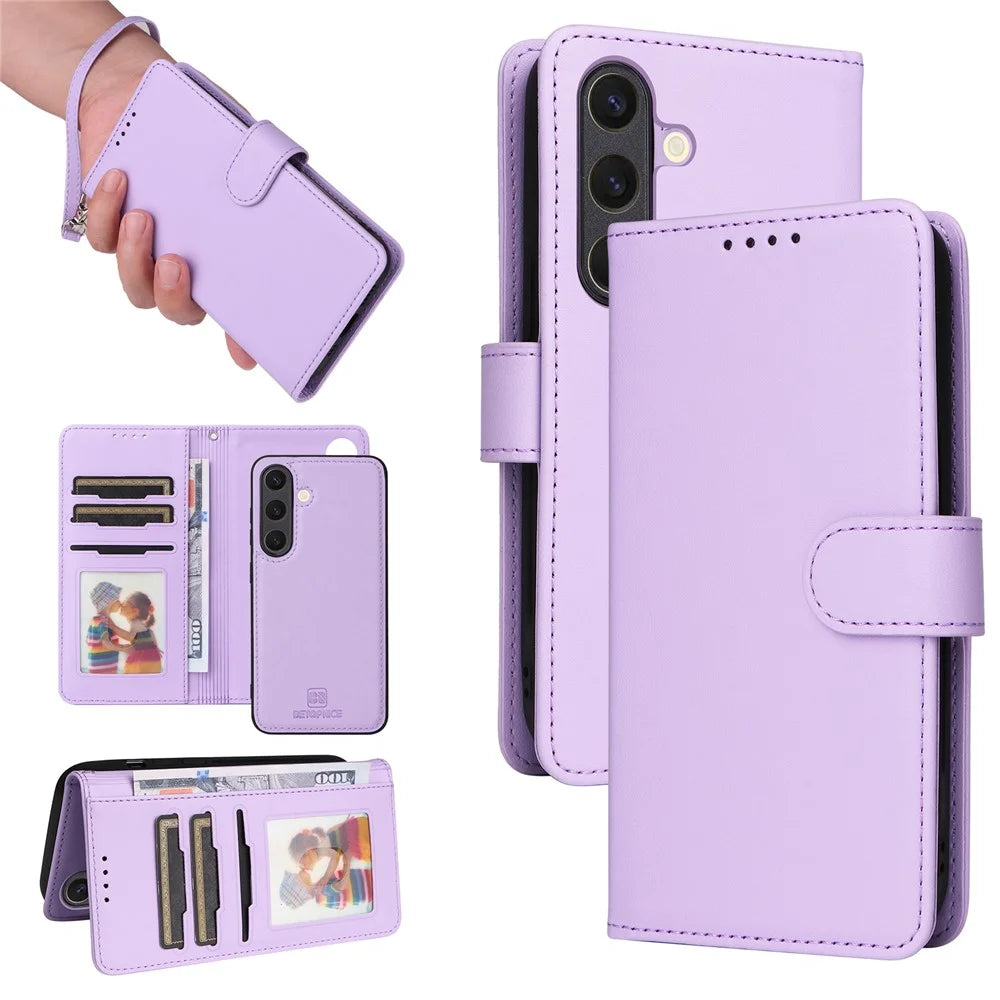 For Samsung Galaxy S25 Magnetic Case BETOPNICE Detachable PU Leather Phone Cover with Strap - Purple - 1