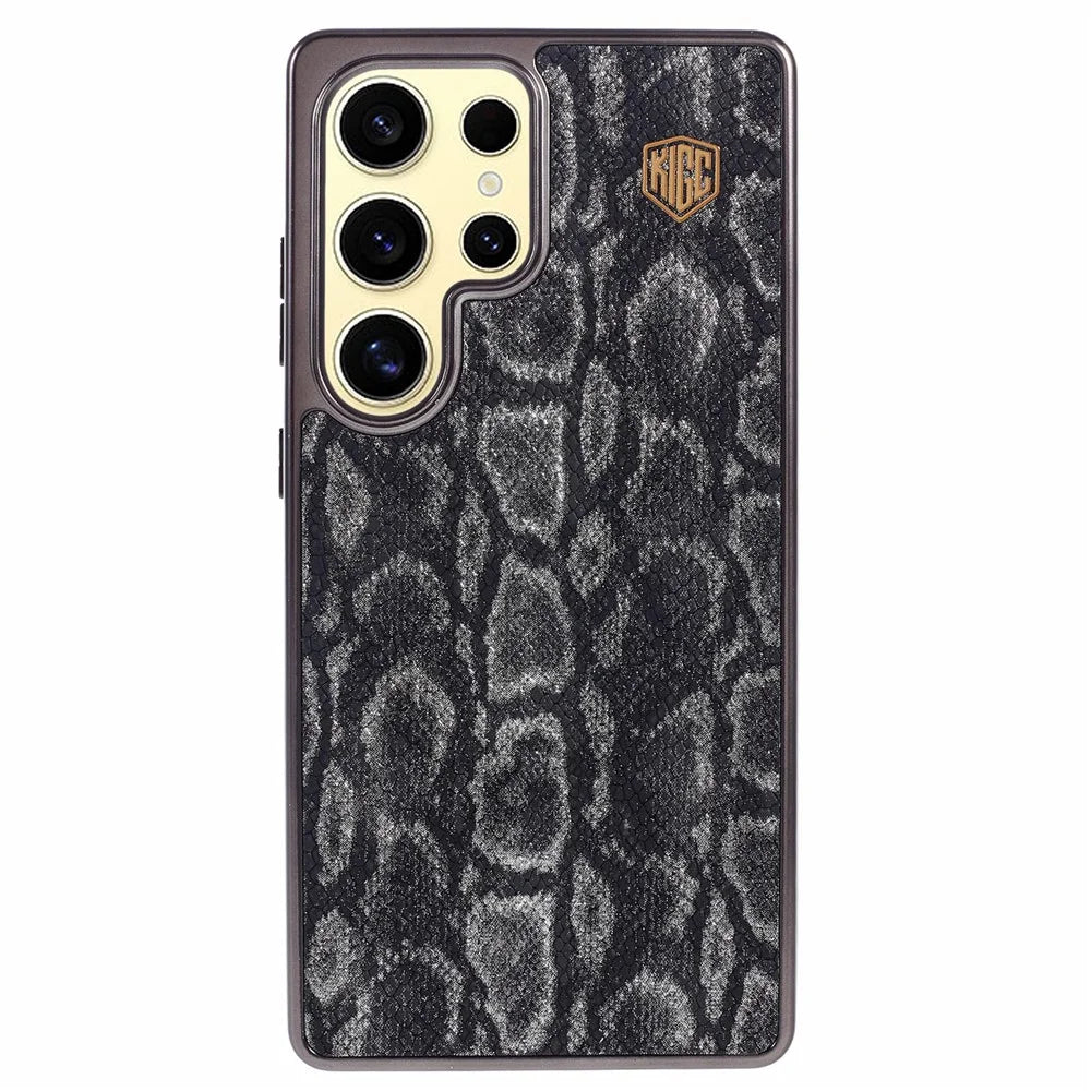 KIGC For Samsung Galaxy S25 Ultra Magnetic Case Hybrid Phone Back Cover Snake Texture - Black - 1