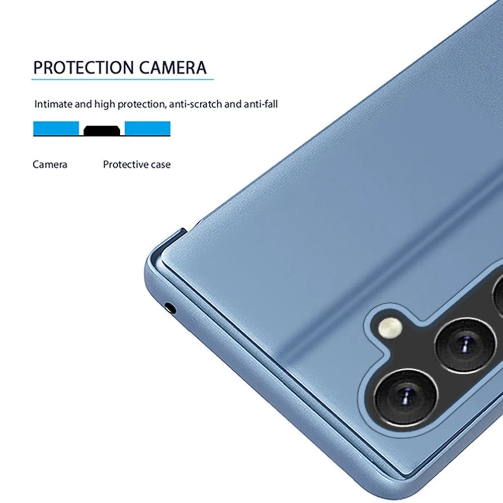 For Samsung Galaxy A56 5G Flip Leather Cover with Stand Full Body Protective Phone Case - Blue - 6