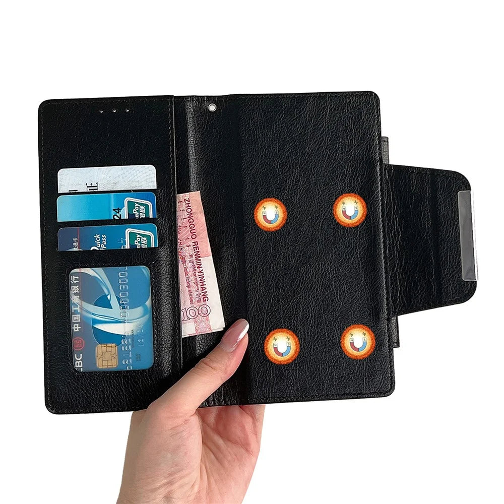 For Samsung Galaxy S25 Detachable Cover PU Leather 2 in 1 Magnetic Wallet Phone Case - Black - 2