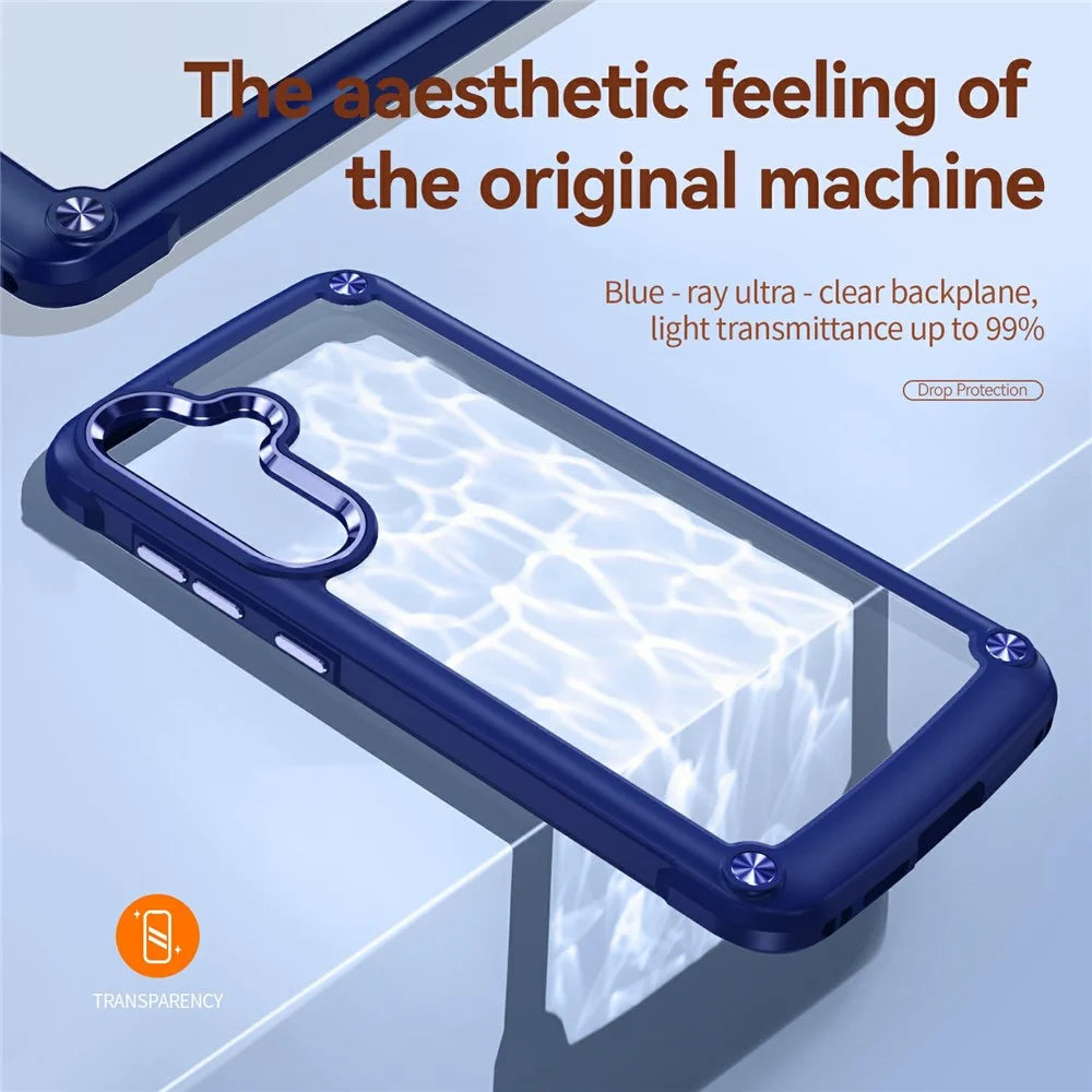For Samsung Galaxy S24 FE Case Anti-Drop Alloy Lens Frame PC + TPU Phone Cover - Blue - 2