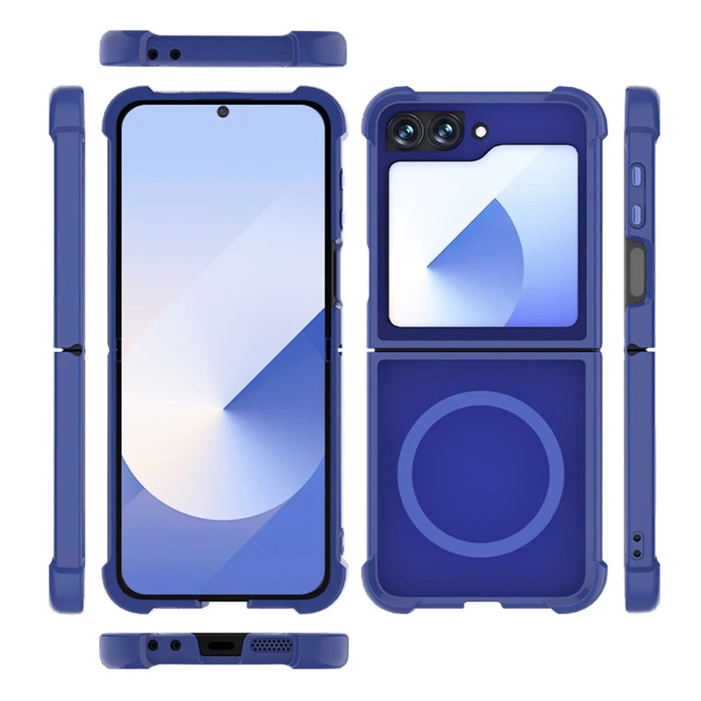 For Samsung Galaxy Z Flip7 FE 5G / Z Flip6 5G Magnetic Case TPU + PC Matte Phone Cover - Blue - 2