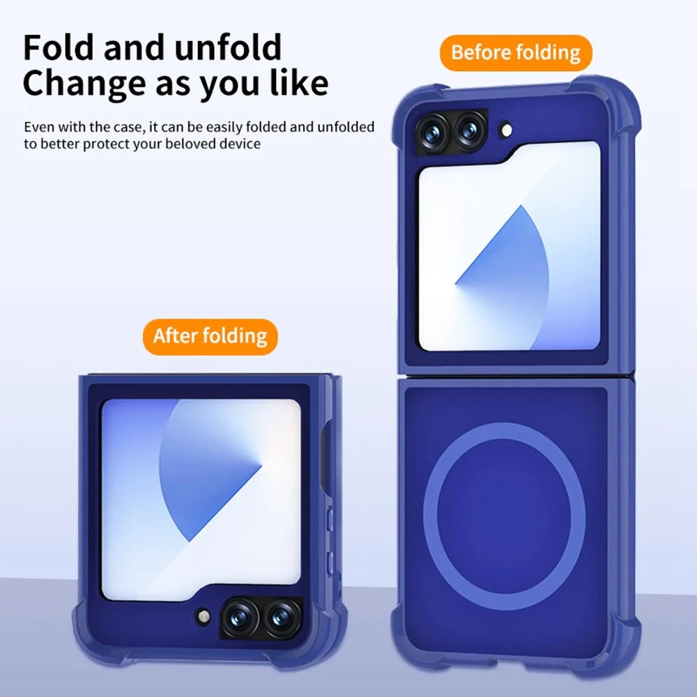 For Samsung Galaxy Z Flip7 FE 5G / Z Flip6 5G Magnetic Case TPU + PC Matte Phone Cover - Blue - 3