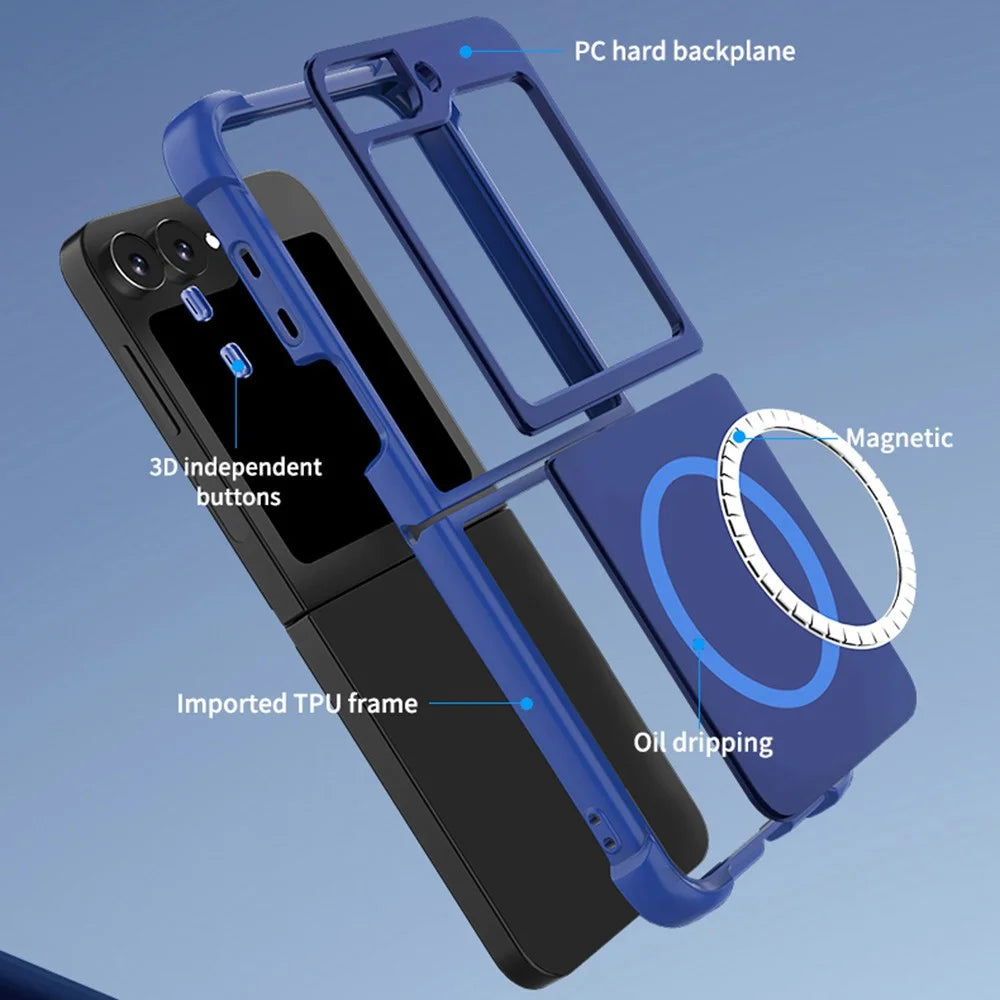 For Samsung Galaxy Z Flip7 FE 5G / Z Flip6 5G Magnetic Case TPU + PC Matte Phone Cover - Blue - 4