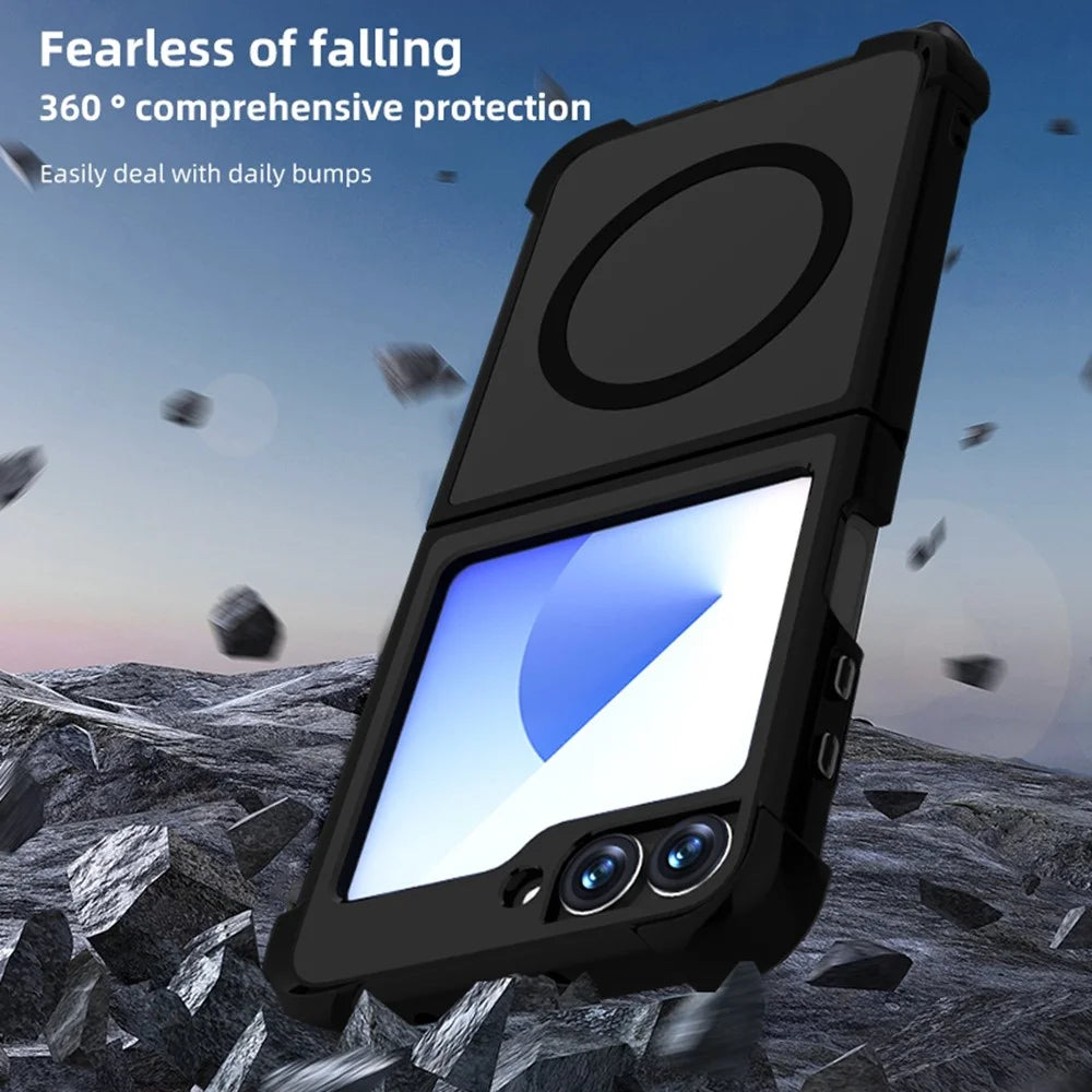 For Samsung Galaxy Z Flip7 FE 5G / Z Flip6 5G Magnetic Case TPU + PC Matte Phone Cover - Blue - 5