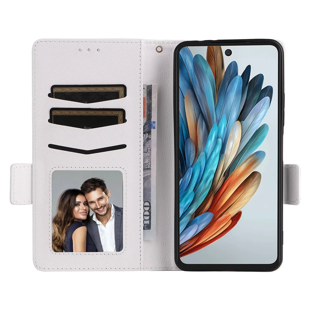 For ZTE nubia Music Case with Wrist Strap Litchi Texture PU Leather Wallet Phone Cover - White - 2