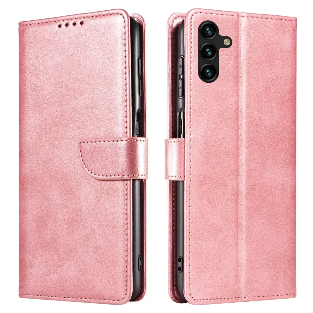 For Samsung Galaxy A16 5G  /  4G Case Leather Stand Phone Shell with Magnetic Closure - Rose Gold - 1