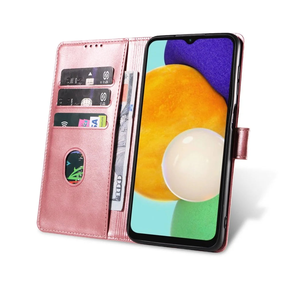 For Samsung Galaxy A16 5G  /  4G Case Leather Stand Phone Shell with Magnetic Closure - Rose Gold - 2