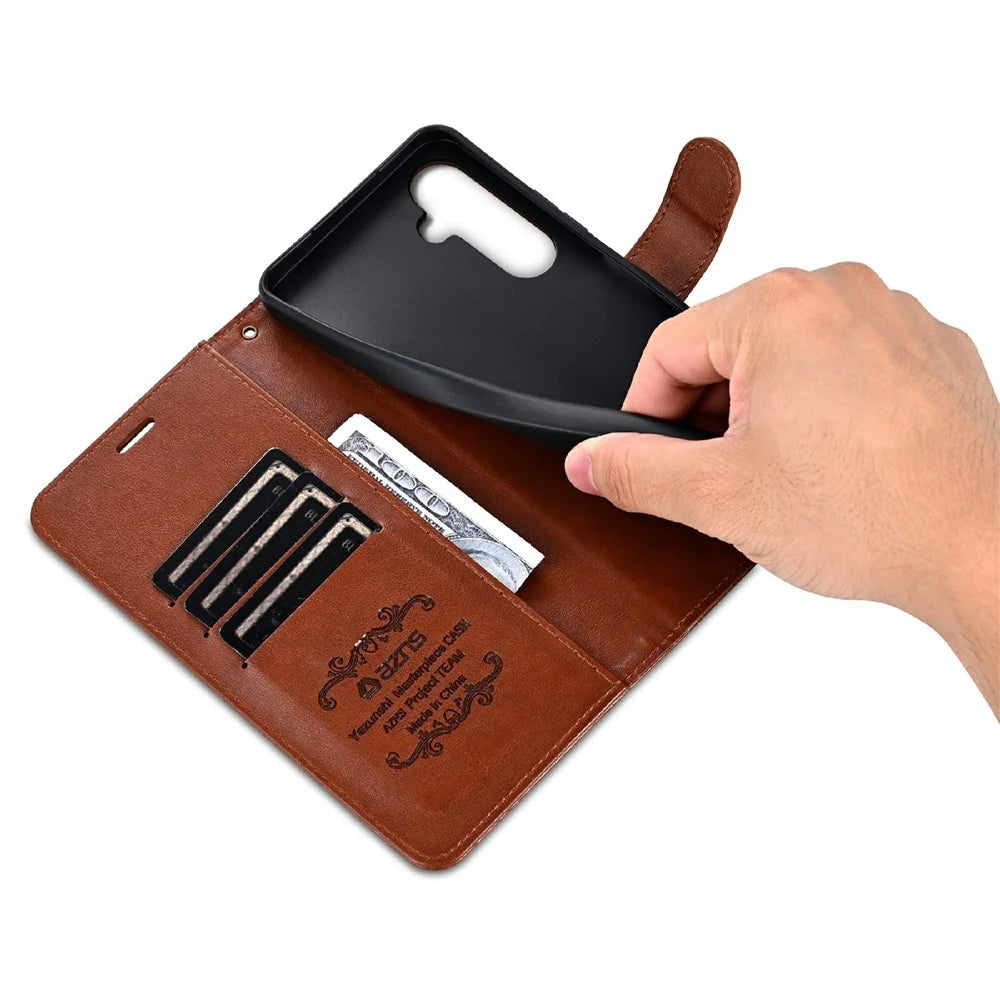 AZNS For Samsung Galaxy A56 Case Anti-Scratch PU Leather Stand Wallet Phone Cover - Brown - 5