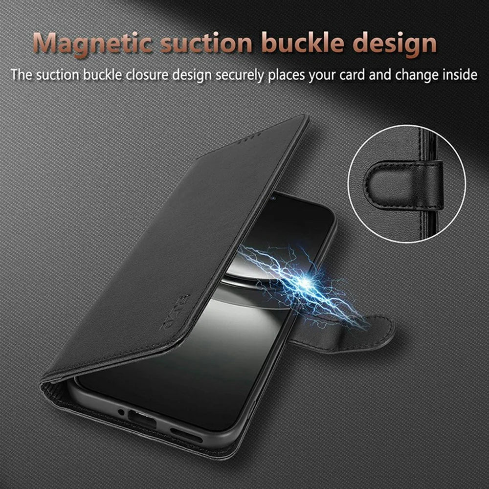 AZNS For Samsung Galaxy A16 4G / 5G Case PU Leather Wallet Phone Cover - Black - 7
