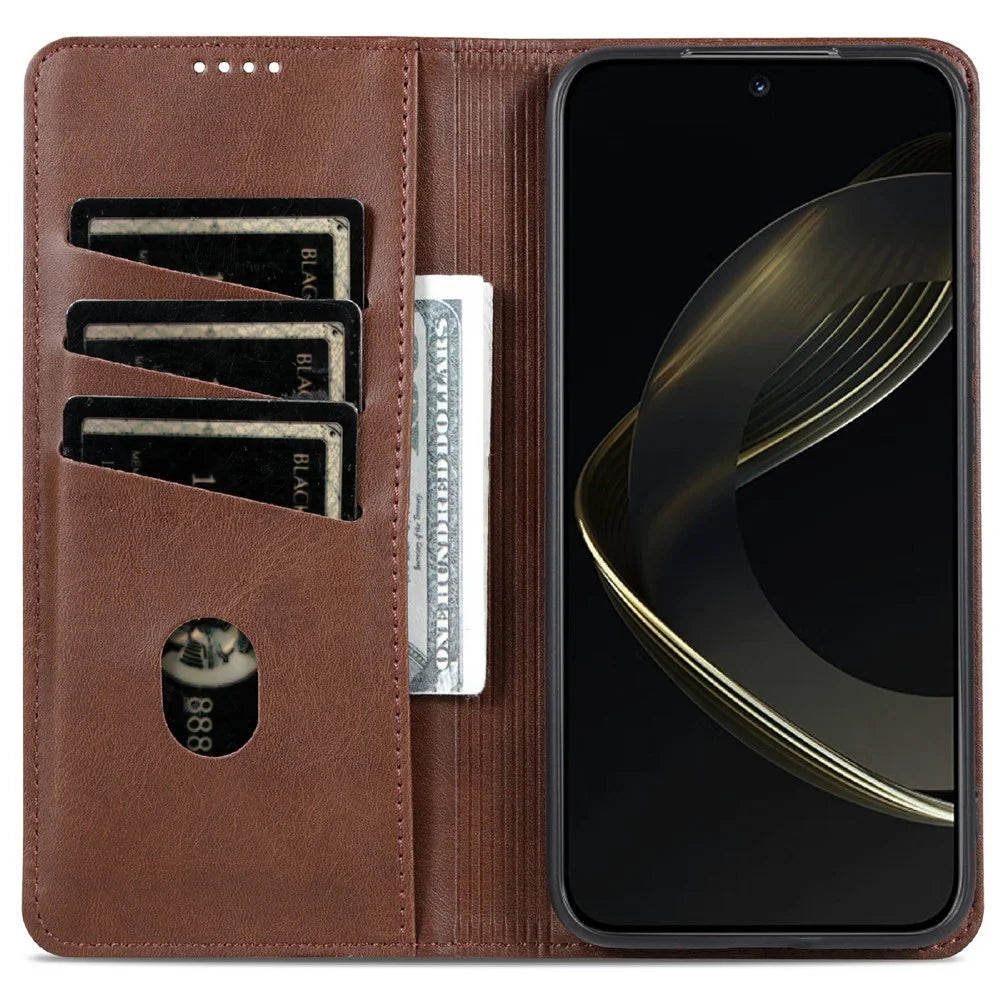 AZNS For Samsung Galaxy A26 5G Case Cowhide Texture PU Leather Wallet Phone Cover - Coffee - 2