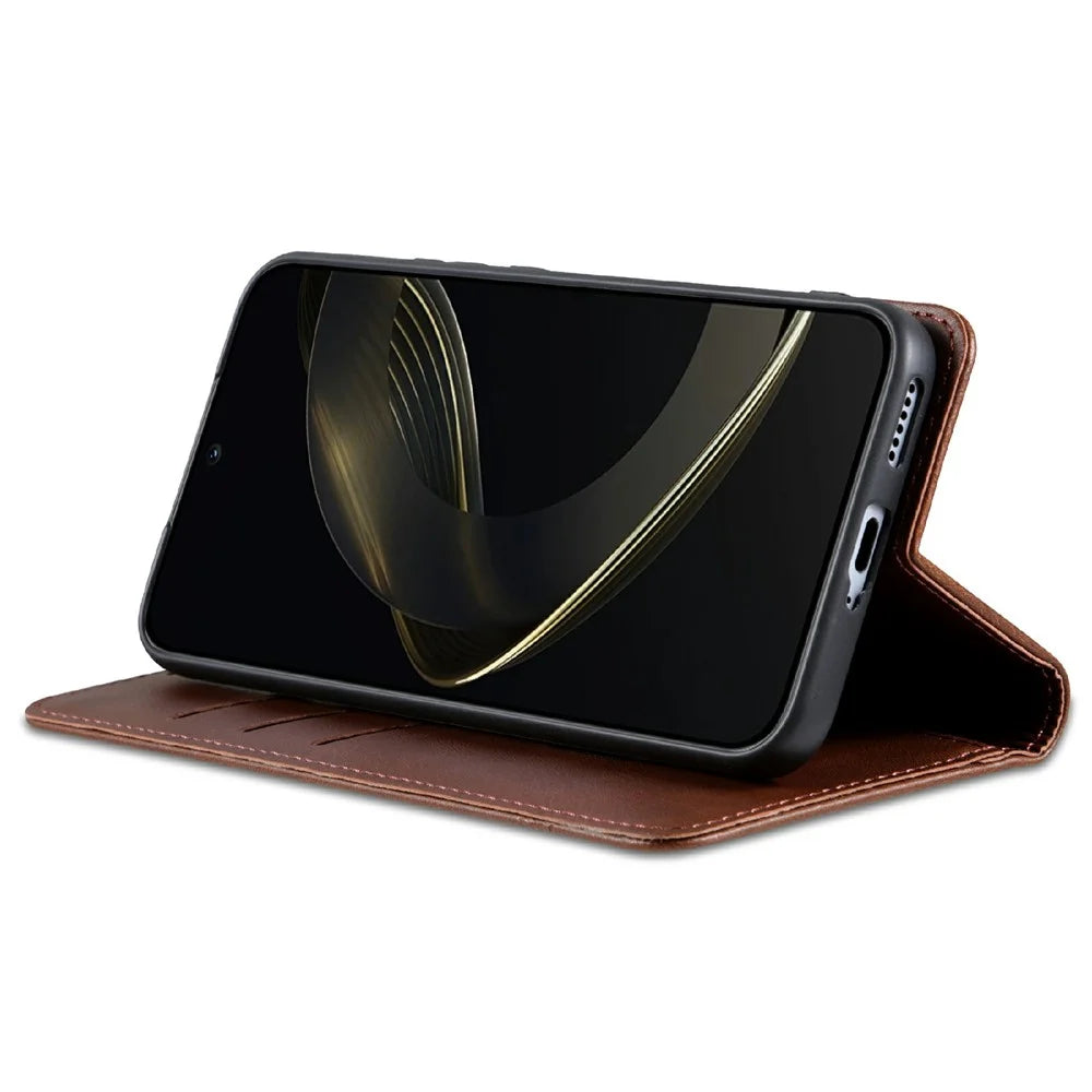 AZNS For Samsung Galaxy A26 5G Case Cowhide Texture PU Leather Wallet Phone Cover - Coffee - 3