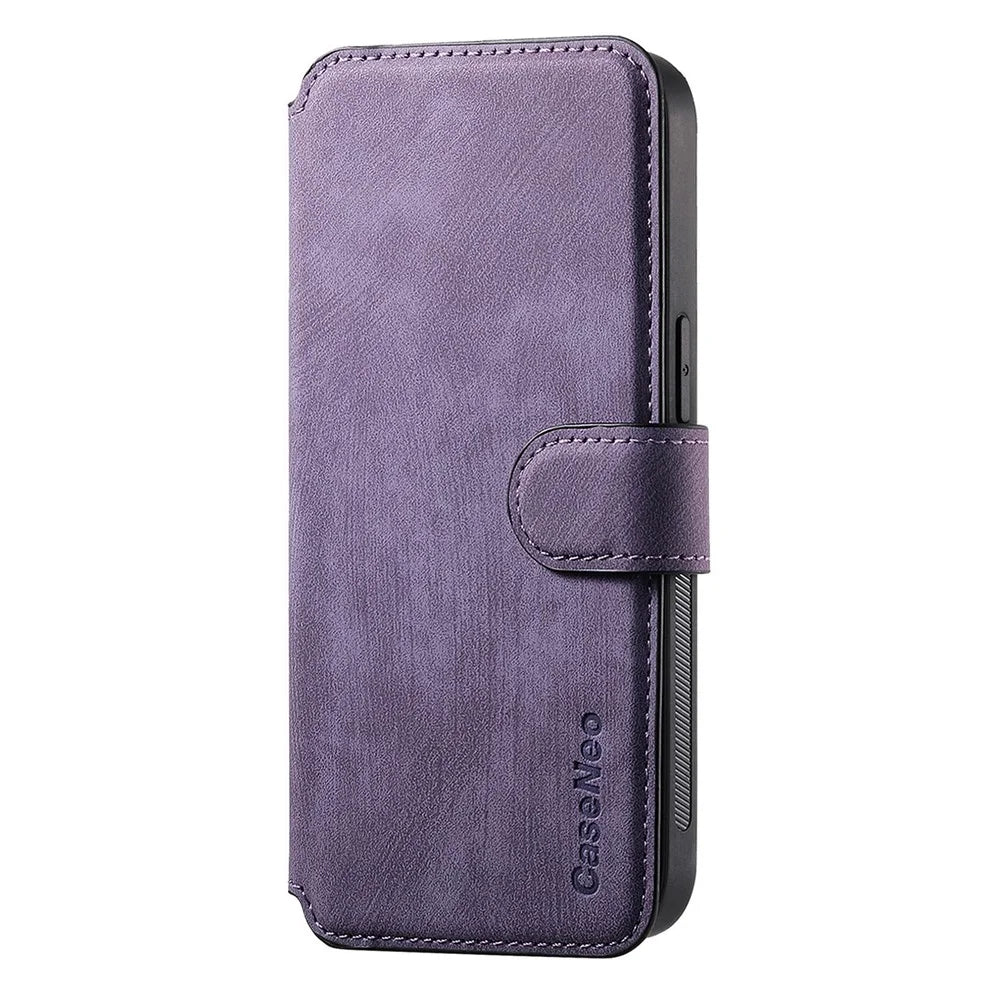 CASENEO For iPhone 15 Plus Magnetic Case  Detachable Leather Phone Wallet Cover - Purple - 2