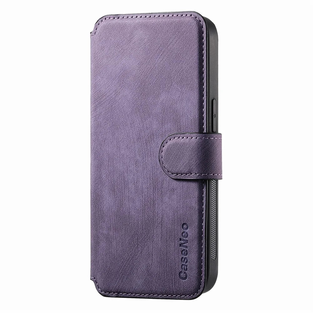 CASENEO For iPhone 15 Pro Max Magnetic Case  Detachable Leather Phone Wallet Cover - Purple - 2