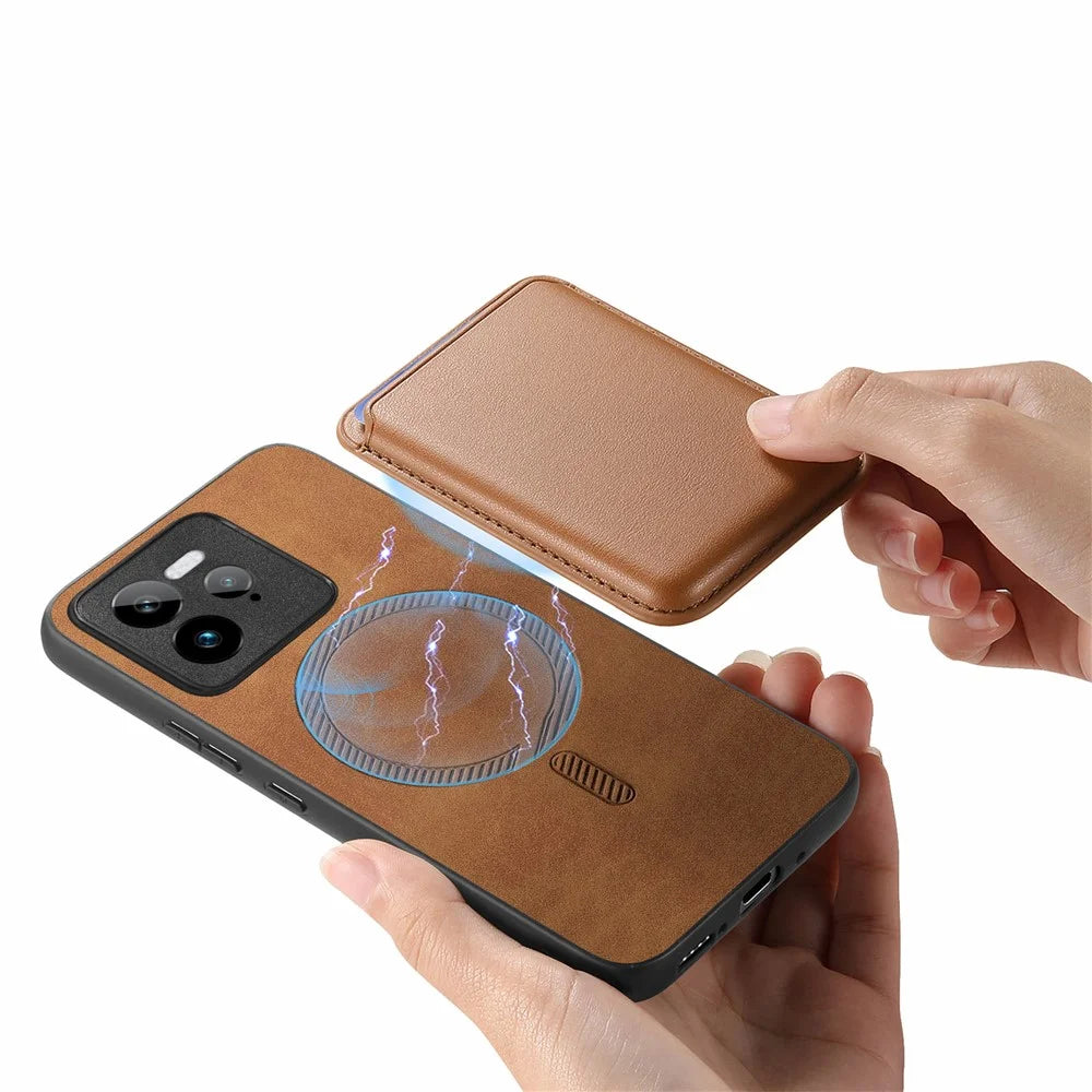 For Realme GT 7 Pro 5G Case Detachable Magnetic Card Bag Leather Phone Back Cover - Brown - 4