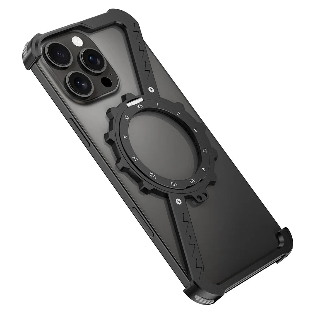 For iPhone 16 Pro Max Kickstand Case Compatible with MagSafe Z Shape Bumper Phone Cover - Black - 1