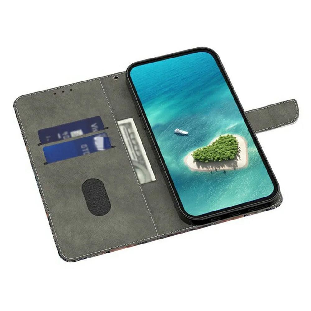 For Samsung Galaxy A16 5G  /  4G Case Pattern Printing Anti-Drop Leather Flip Wallet Phone Cover - Oil Painting Purple Flowers - 2