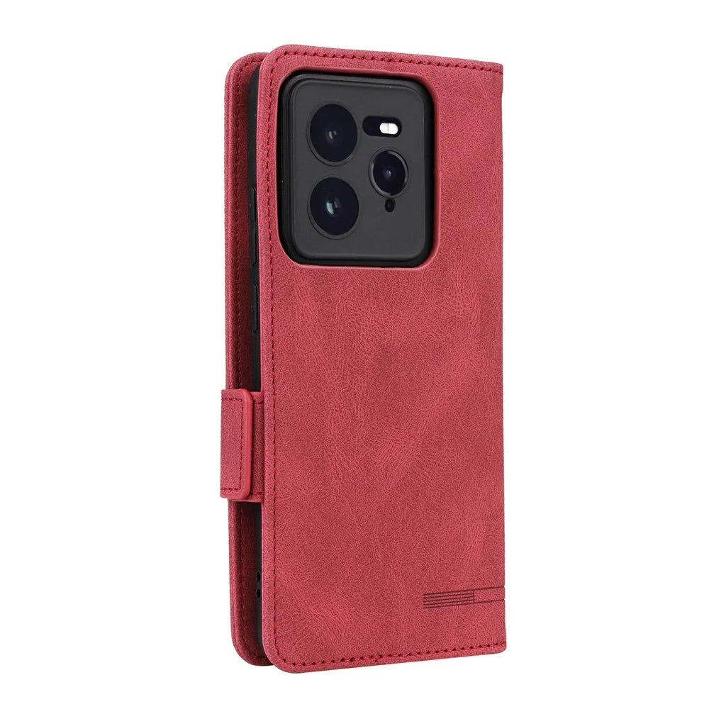 For Realme GT 7 Pro 5G Case Leather Wallet Flip Phone Cover with Hardware Decor - Rose - 7