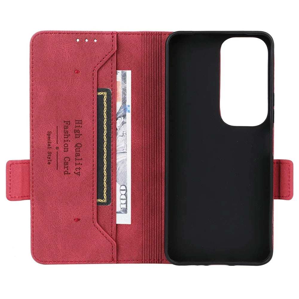 For vivo Y19s 4G Case Leather Wallet Flip Phone Cover with Hardware Decor - Rose - 2