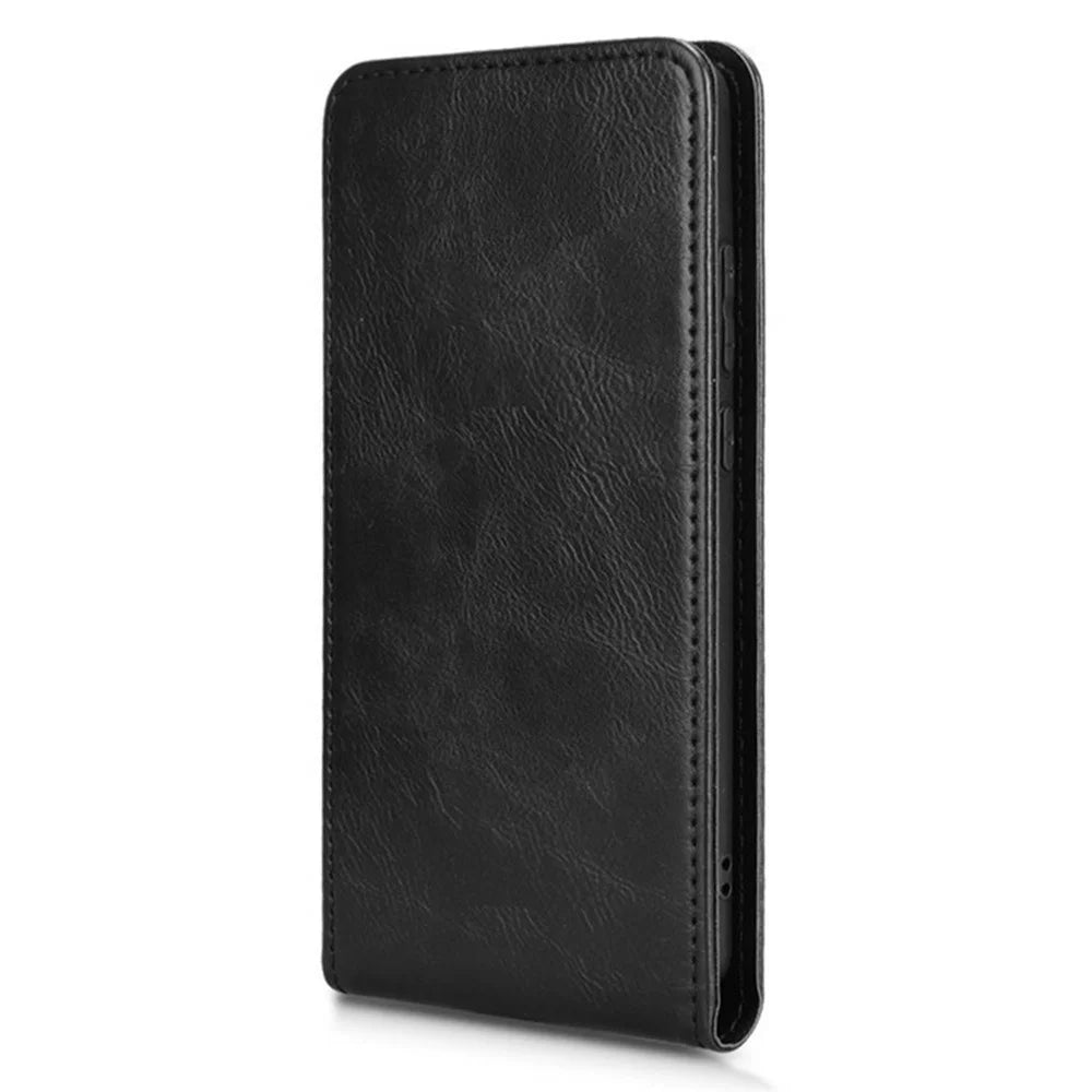 For iPhone 16 Pro Max Case with Card Slot Magnetic Vertical Flip Leather Phone Cover - Black - 2