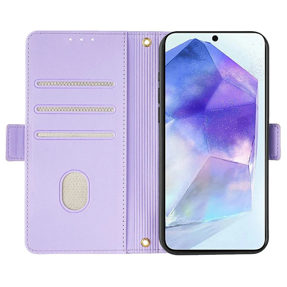 For Samsung Galaxy A36 5G Leather Wallet Case RFID Blocking Stand Cover with Hand Strap - Purple - 2