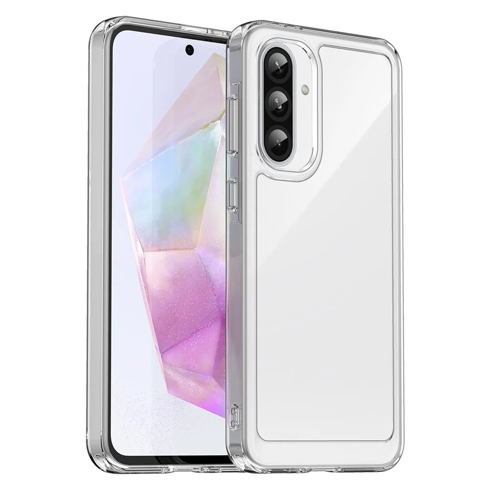 WANLONFENG MF Series for Samsung Galaxy A56 5G Case TPU Acrylic Clear Phone Cover with Tempered Glass Film - 2