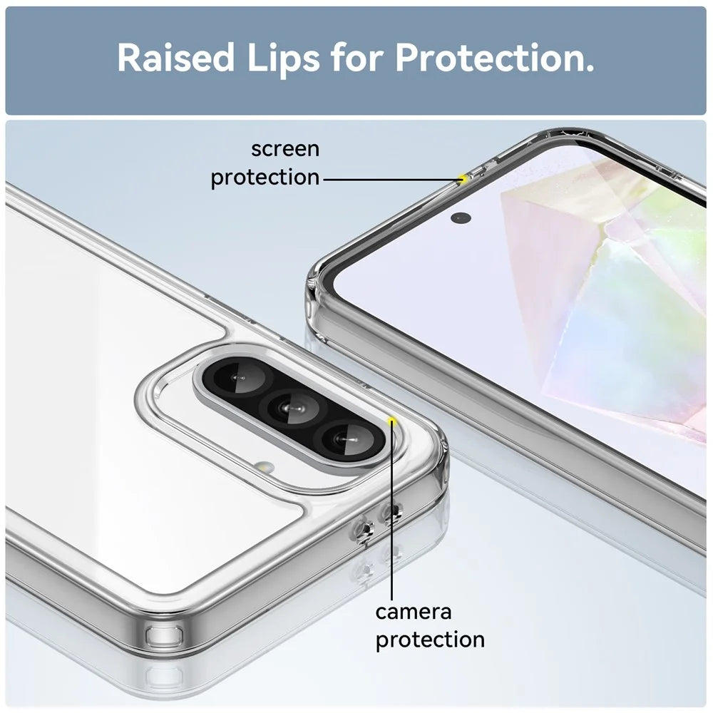 WANLONFENG MF Series for Samsung Galaxy A56 5G Case TPU Acrylic Clear Phone Cover with Tempered Glass Film - 6