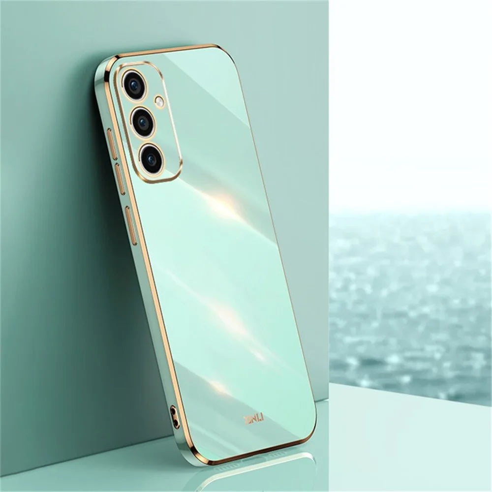 XINLI For Samsung Galaxy A36 5G Case TPU Phone Cover with Electroplating Frame - Cyan - 2