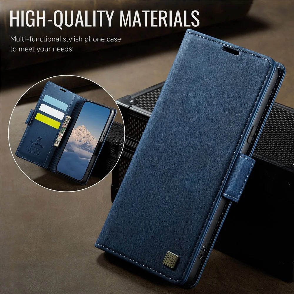AUTSPACE For Google Pixel 8 Case  A11 RFID Blocking Retro Leather Cell Phone Wallet Cover - Blue - 3