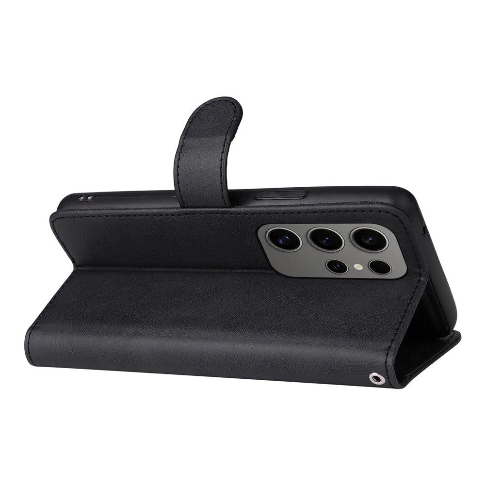 For itel S25 Ultra Case 2 in 1 Detachable Magnetic Leather Wallet Mobile Cover with Strap - Black - 5