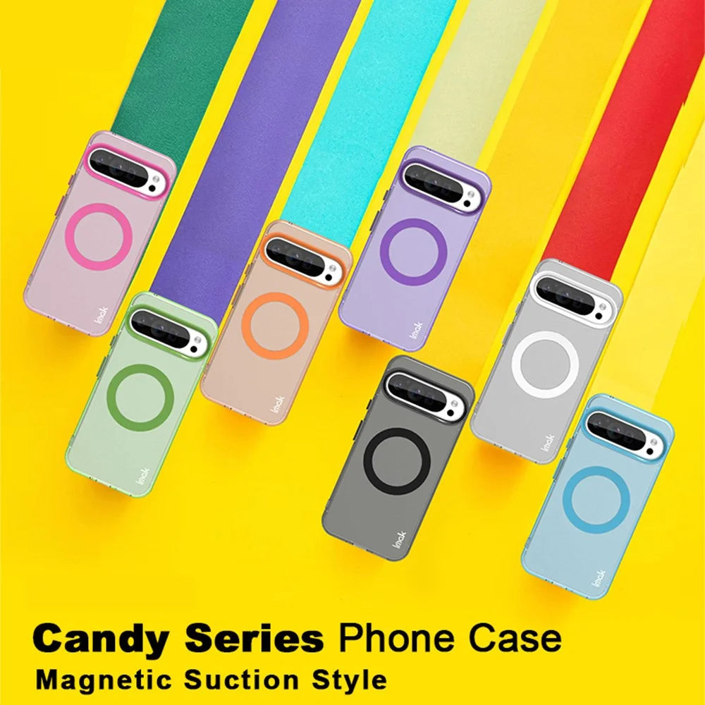 IMAK For Google Pixel 9 Pro XL Magnetic Case Candy Color Anti Drop TPU + PET Back Cover - Black - 2