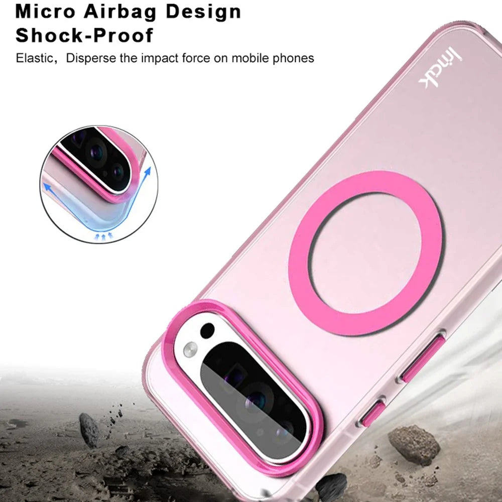 IMAK For Google Pixel 9 Pro XL Magnetic Case Candy Color Anti Drop TPU + PET Back Cover - Black - 4
