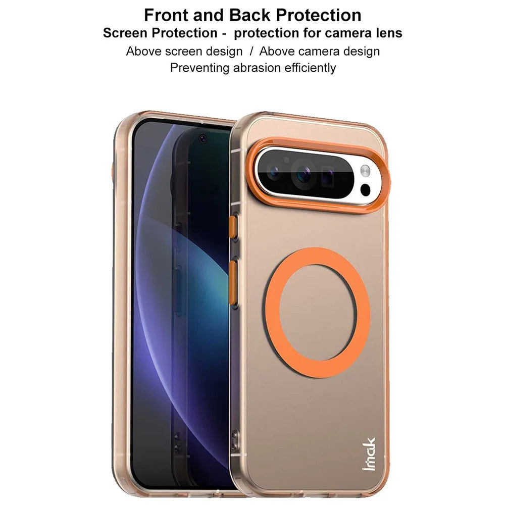 IMAK For Google Pixel 9 Pro XL Magnetic Case Candy Color Anti Drop TPU + PET Back Cover - Black - 7