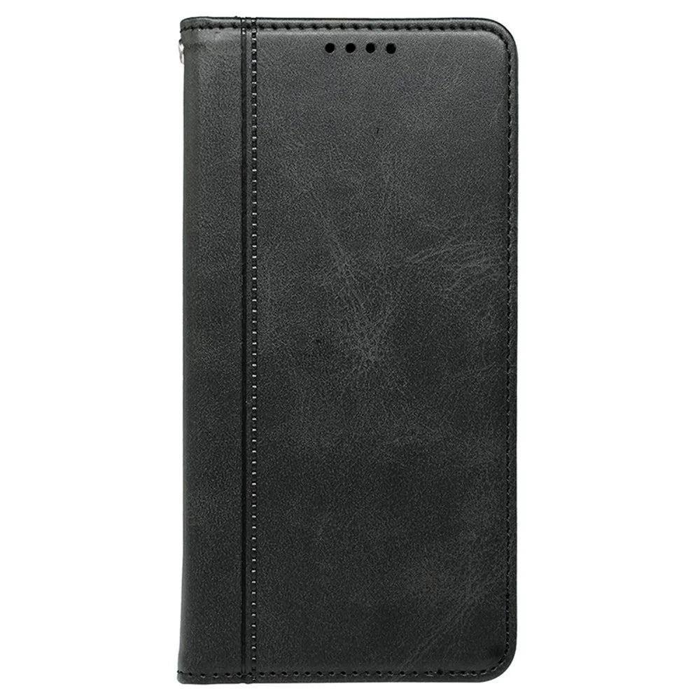 For OnePlus Ace 5 5G / Ace 5 Pro 5G Case Hidden Magnetic Closure Calf Texture Leather Phone Cover - Black - 5