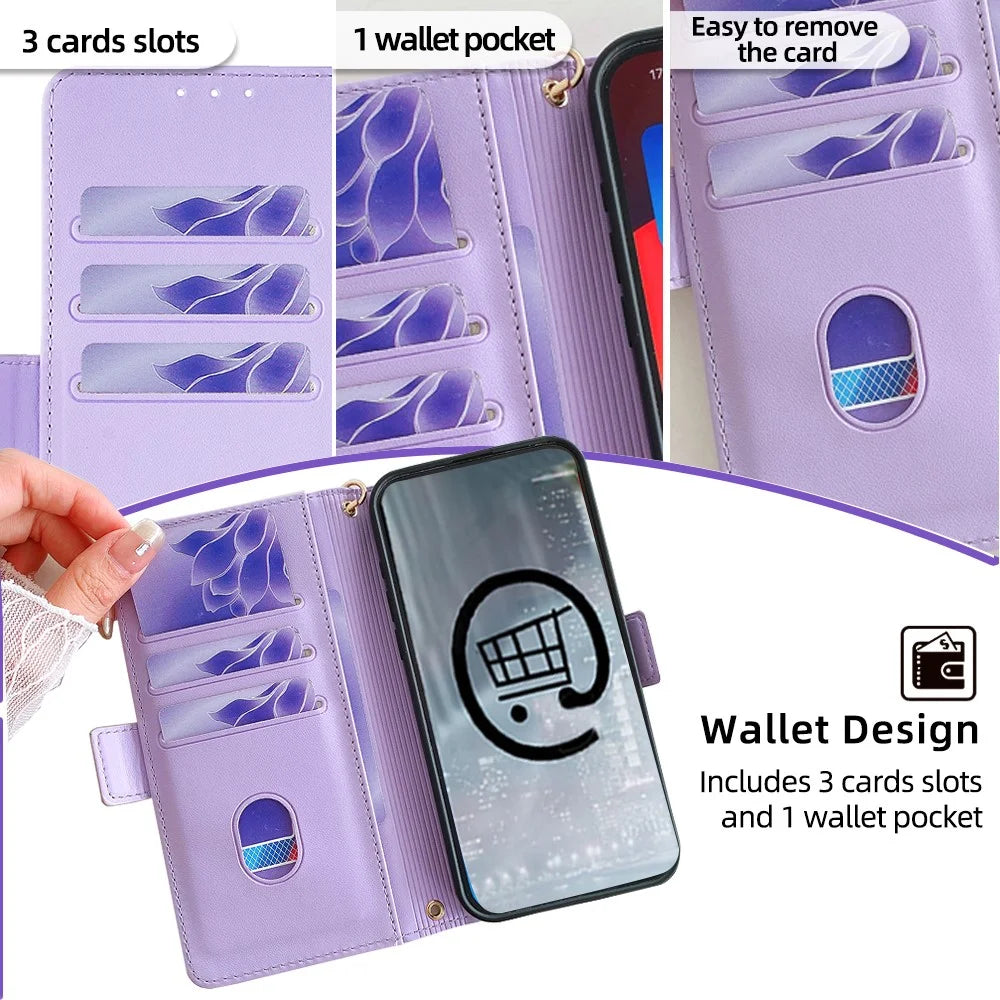 For Realme GT 7 Pro 5G Leather Wallet Case RFID Blocking Stand Cover with Hand Strap - Purple - 5