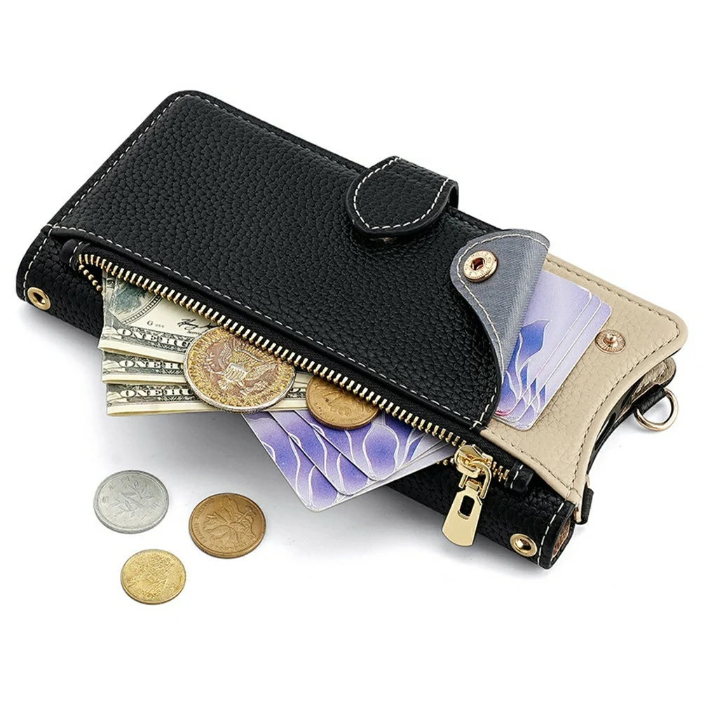 For Realme GT 7 Pro 5G Leather Case Wallet Stand Cover Irregular Tail Style with Chain Strap - Black - 2