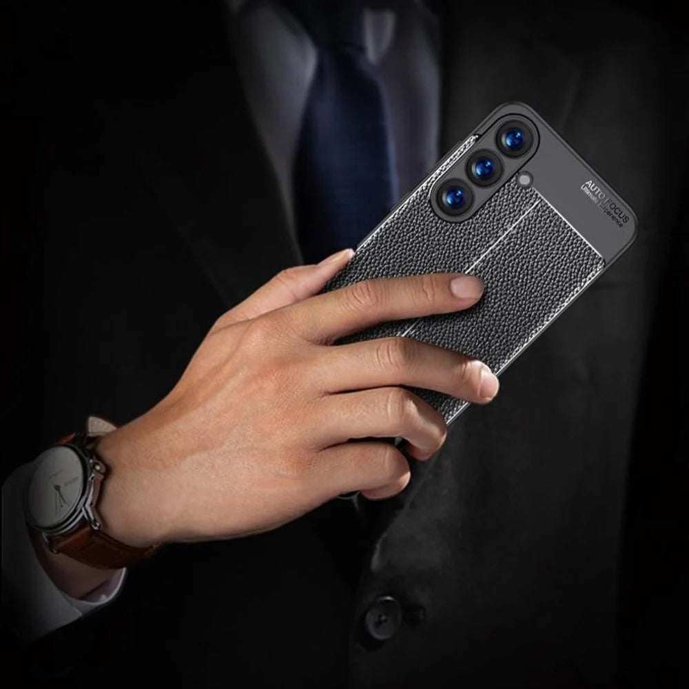 For Samsung Galaxy S25 Case Litchi Texture TPU Flexible Phone Cover, Black - 2