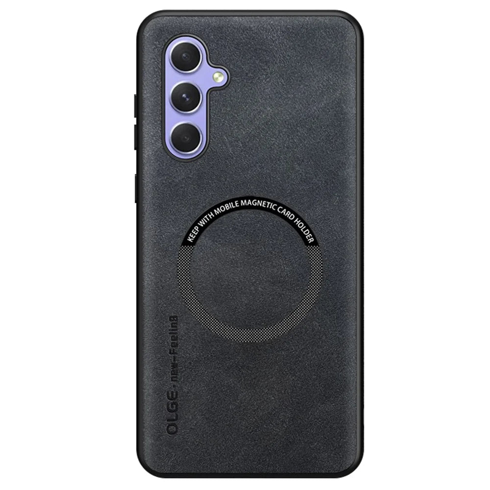 For Samsung Galaxy A16 5G  /  4G Magnetic Case Anti Drop PC + TPU + PU Leather Back Cover - Black - 1
