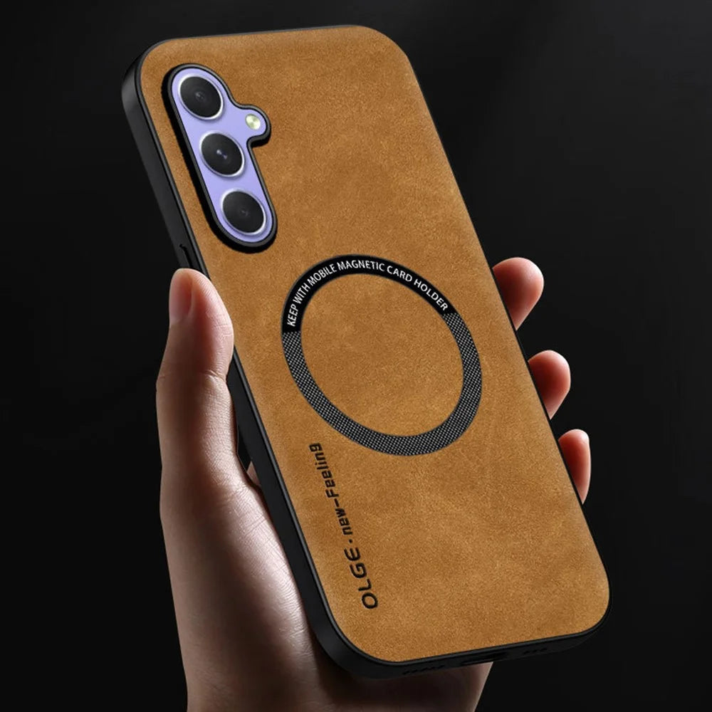 For Samsung Galaxy A35 5G Magnetic Case Anti Drop PC + TPU + PU Leather Back Cover - Black - 3