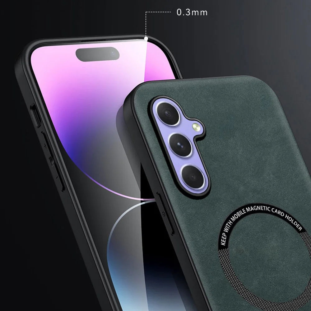 For Samsung Galaxy A35 5G Magnetic Case Anti Drop PC + TPU + PU Leather Back Cover - Black - 4